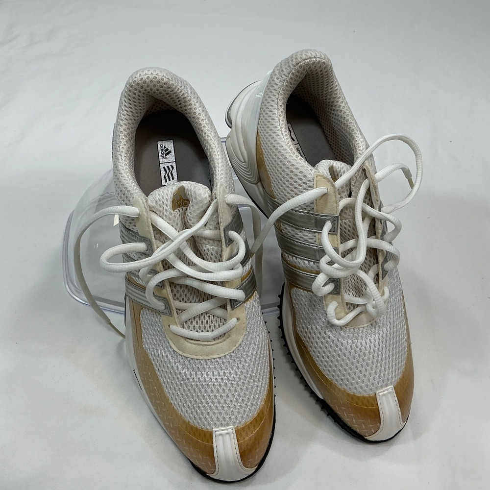 Adidas Traxion Lite Golf Shoes White Tan Silver Womens Size 8 - Picture 4 of 13